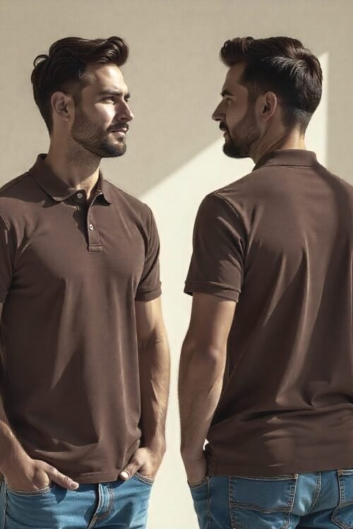 COFFEE BROWN SOLID POLO T-SHIRT