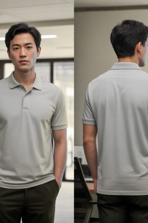 LIGHT GREY SOLID POLO T-SHIRT