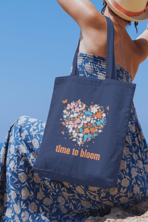 Time To Bloom Aesthetic Canvas Tote Bag